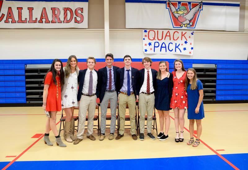 Earning All-ESIAC honors for basketball are (l-r) C.C. Lizas of Berlin, Md.; Gracie Gardner of Salisbury, Md.; Michael Curtis of Bethany Beach; Brice Richins of Berlin; Colin Miller of Berlin; Mason Brown of Rehoboth Beach; Hannah Merritt of Seaford; Hailey Merritt of Seaford; and Carly Hoffman of Ocean City, Md.